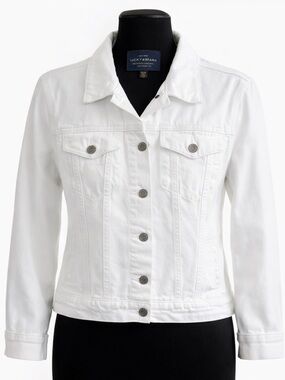 Lucky Brand White Denim Jacket Women Medium Cropped Stretch Spring Summer